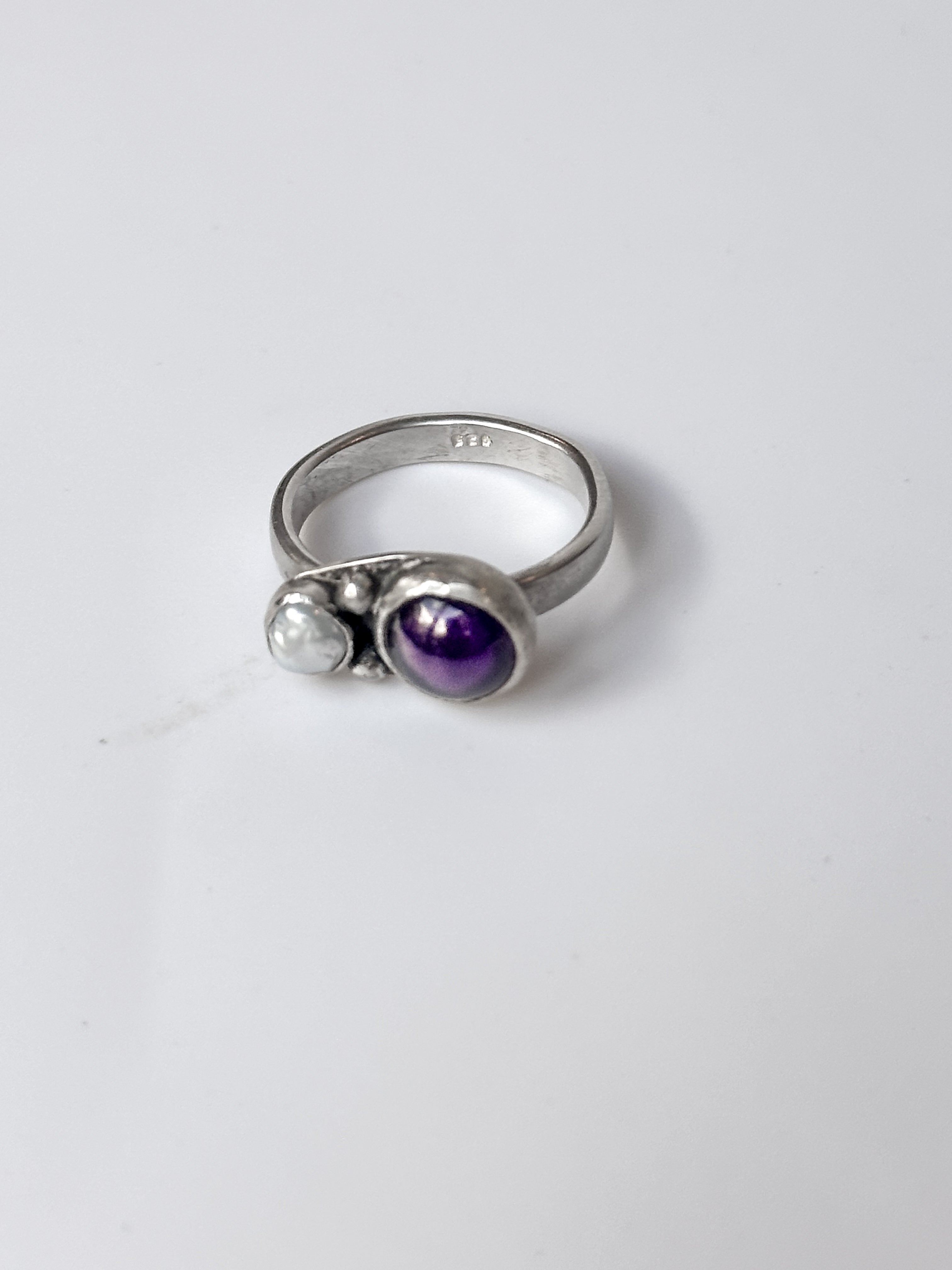 Amethyst & Pearl bubble Ring | size 8.5