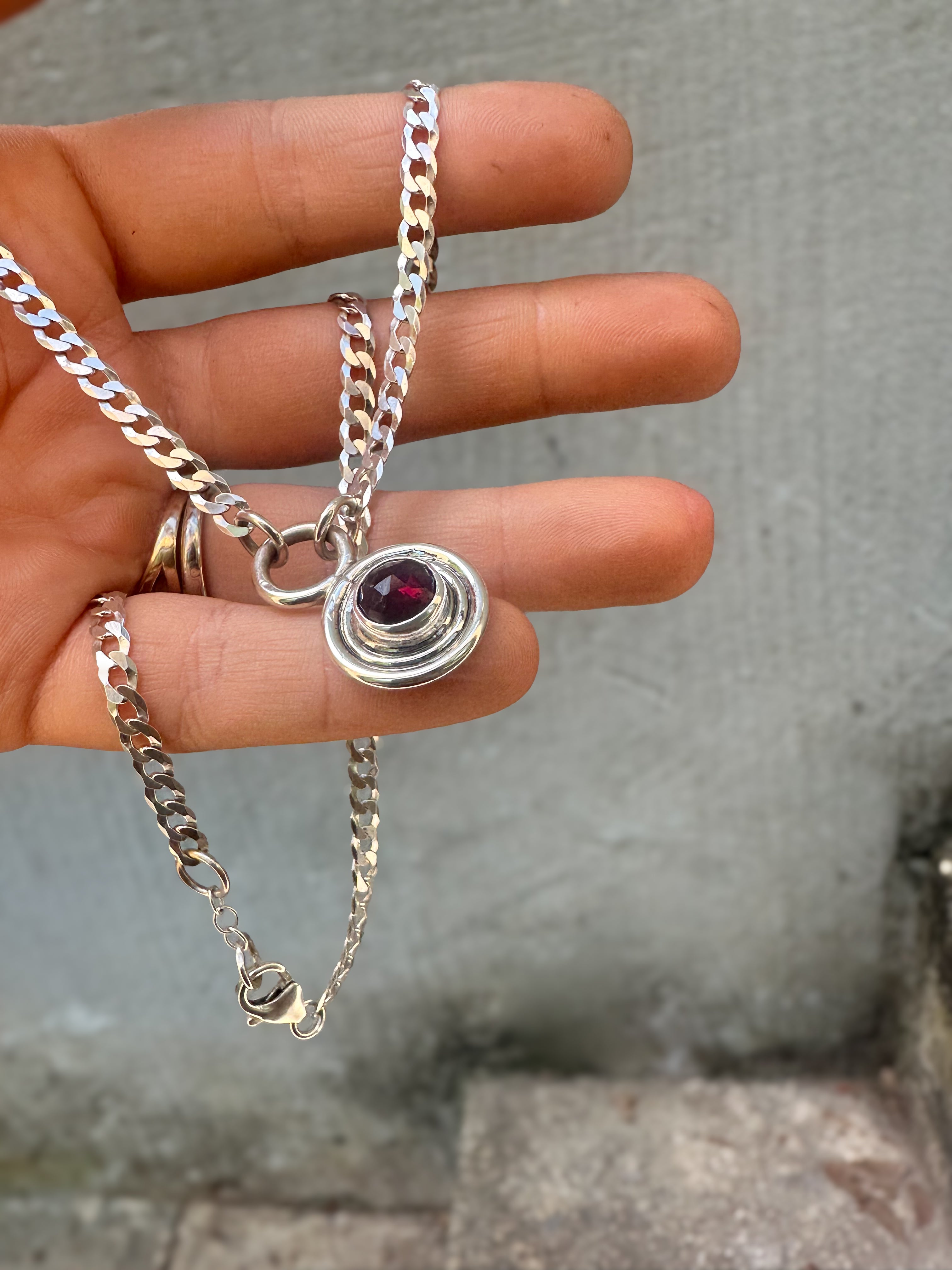 rhodolite garnet ripple linked chain necklace - Jane Sydney Studio