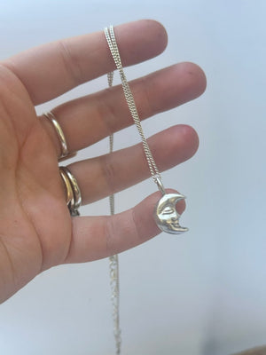 crescent moon face charm // necklace