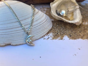 crescent moon face charm // necklace