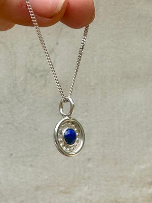 Lapis Compass Charm Necklace