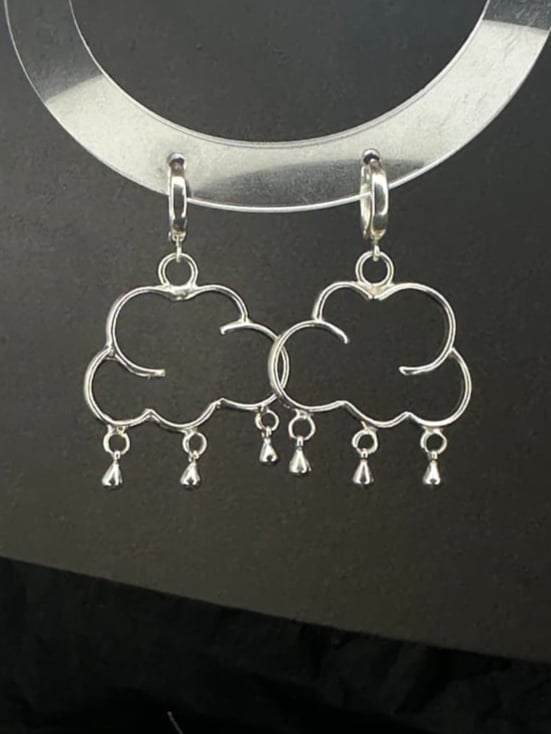 Rain Cloud huggie hoops