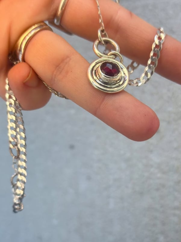 rhodolite garnet ripple linked chain necklace