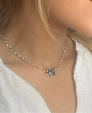 Sapphire Starburst Link Necklace