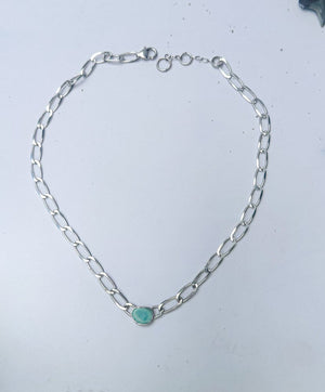 Turquoise Elongated Curb Chain Linked