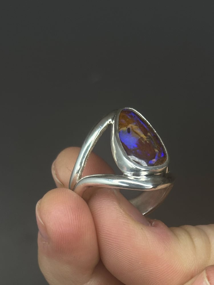 wood replacement boulder opal ring | size 12.5