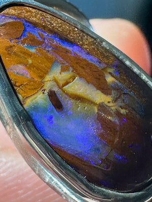 wood replacement boulder opal ring | size 12.5