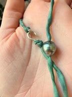 Tahitian Pearl on Silk line W/ silver hook - Jane Sydney Studio