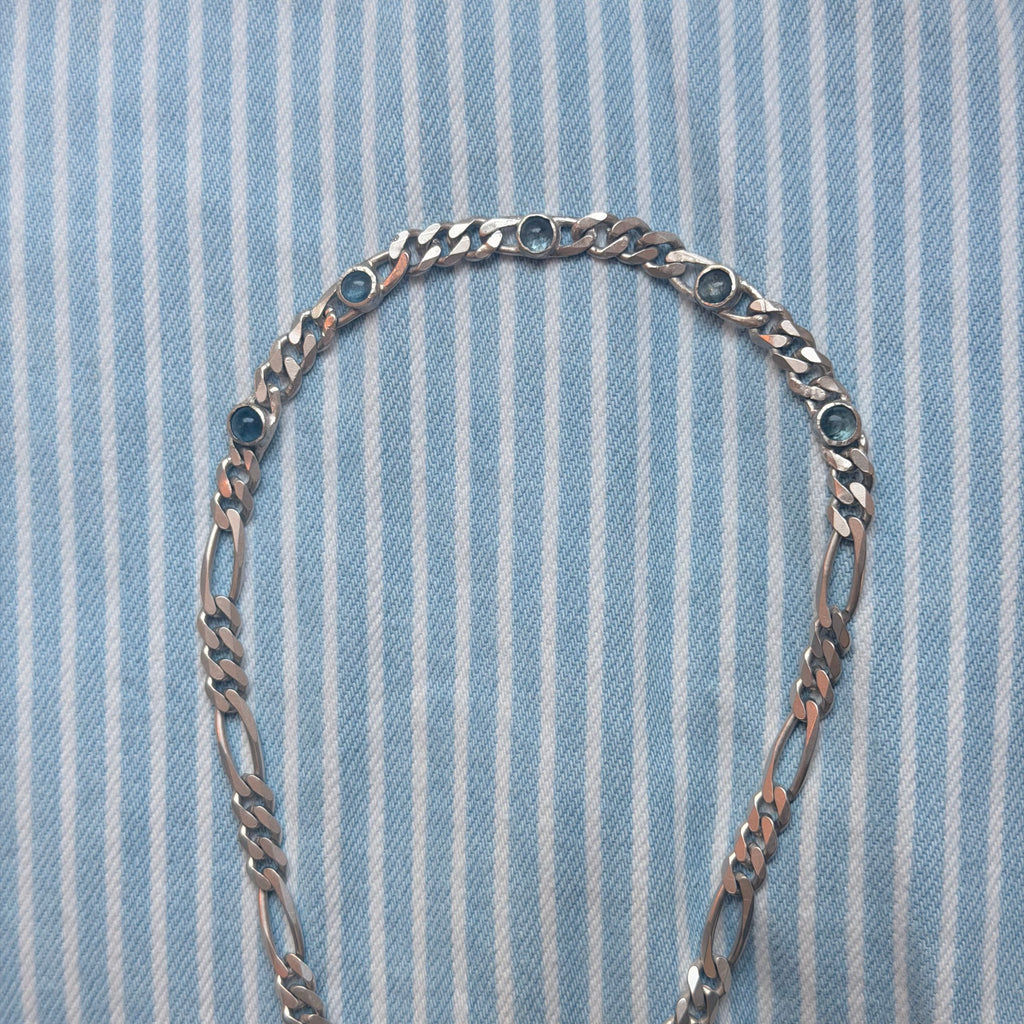 Aquamarine linked gemstone figaro - Jane Sydney Studio