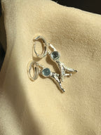 Mermaid Tail Huggie Hoop Aquamarine Dangles - Jane Sydney Studio