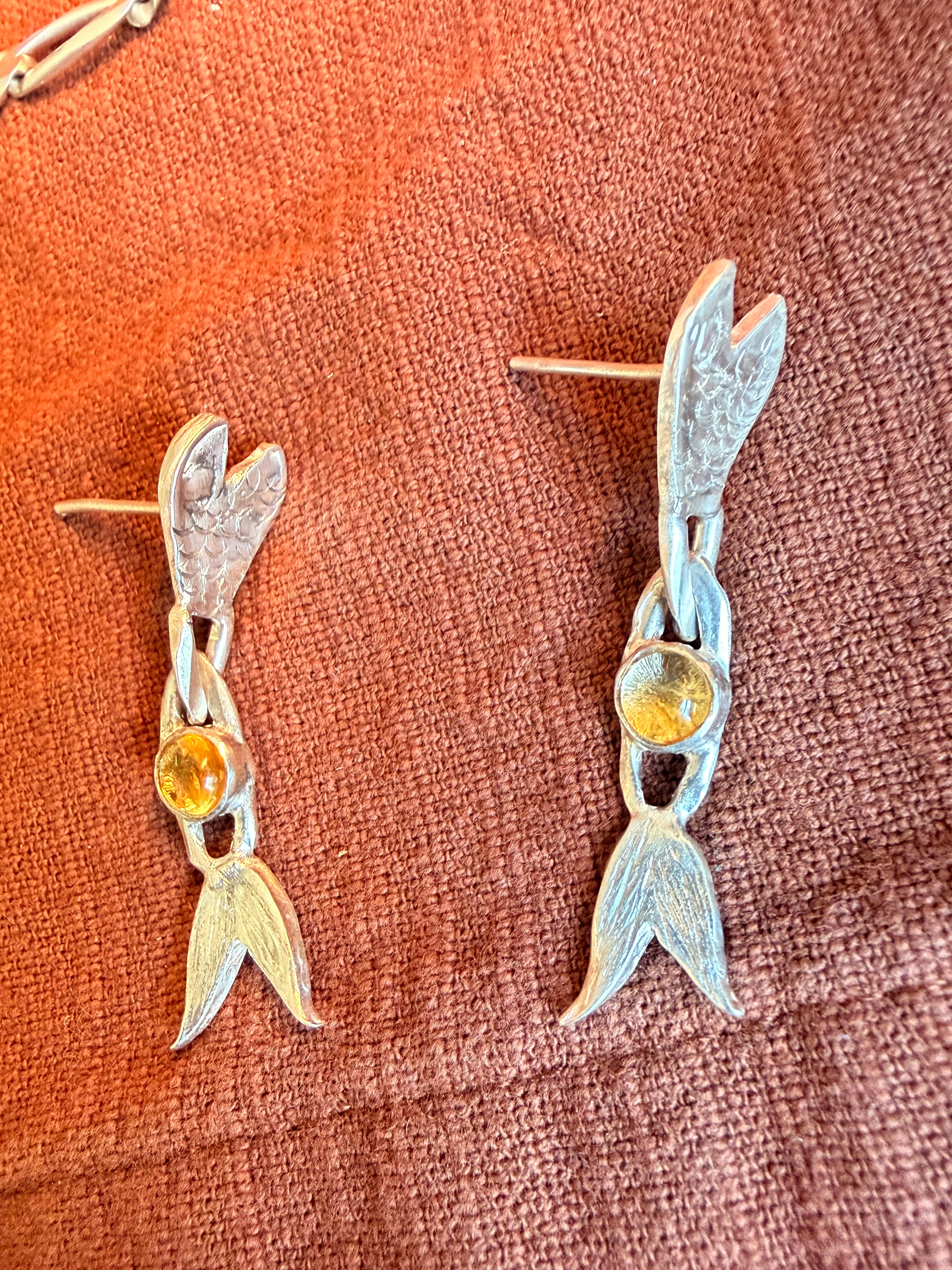 Wiggly fish Dangle studs - Jane Sydney Studio