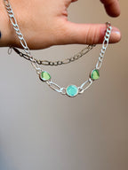 Tripple turquoise slice gem linked chain - Jane Sydney Studio