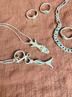 Yellow eyed bubble tail fish | OOAK bow shackle necklace bundle - Jane Sydney Studio