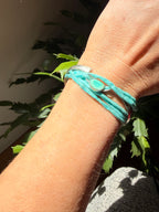 Turquoise link on Silk line with silver hook - Jane Sydney Studio