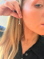 Mermaid Tail Huggie Hoop Aquamarine Dangles - Jane Sydney Studio