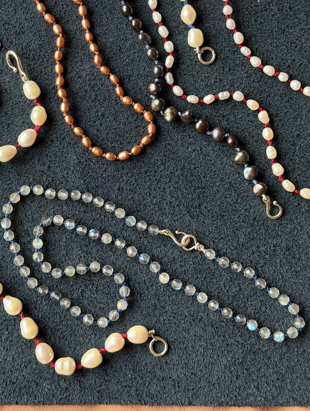 Not your Mommas Moonstone's -Knotted Gem Strand Choker