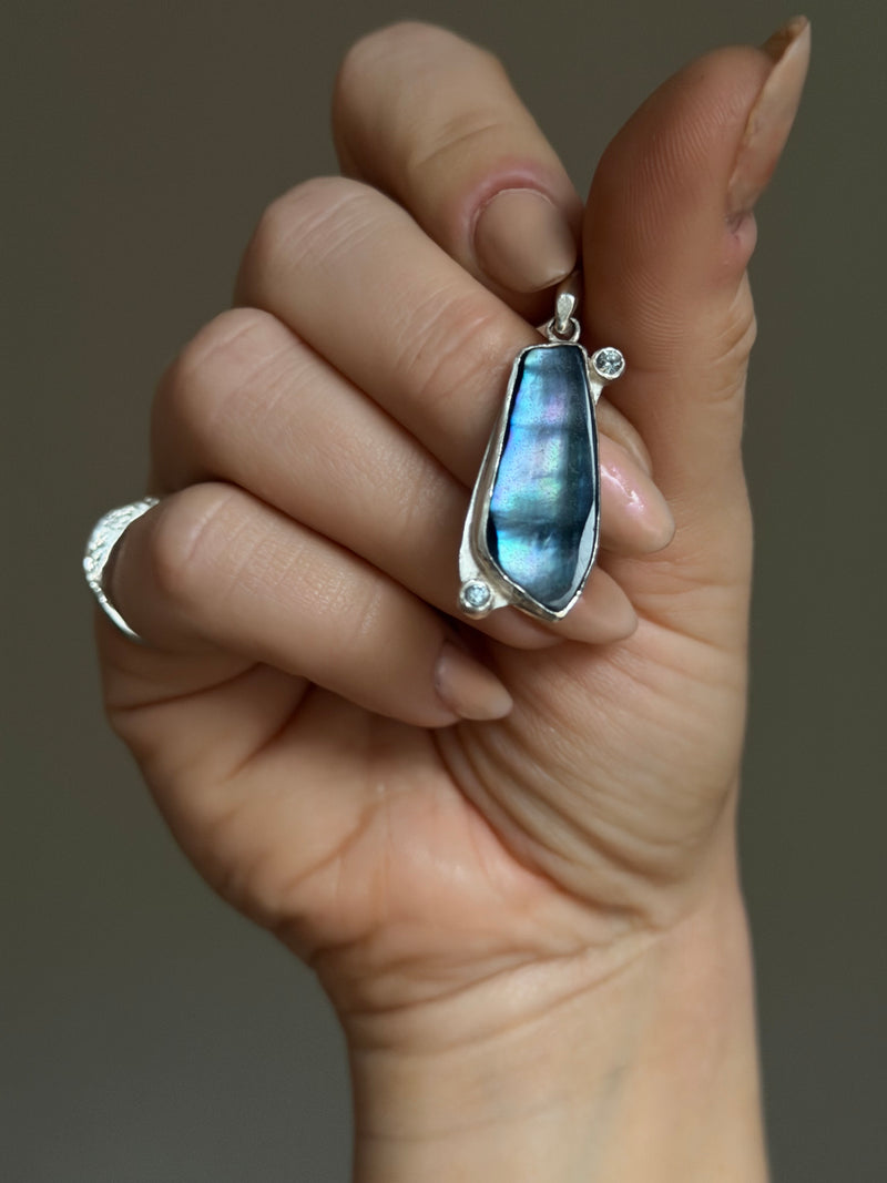 Muscle Shell + Australian Sapphire necklace - Jane Sydney Studio