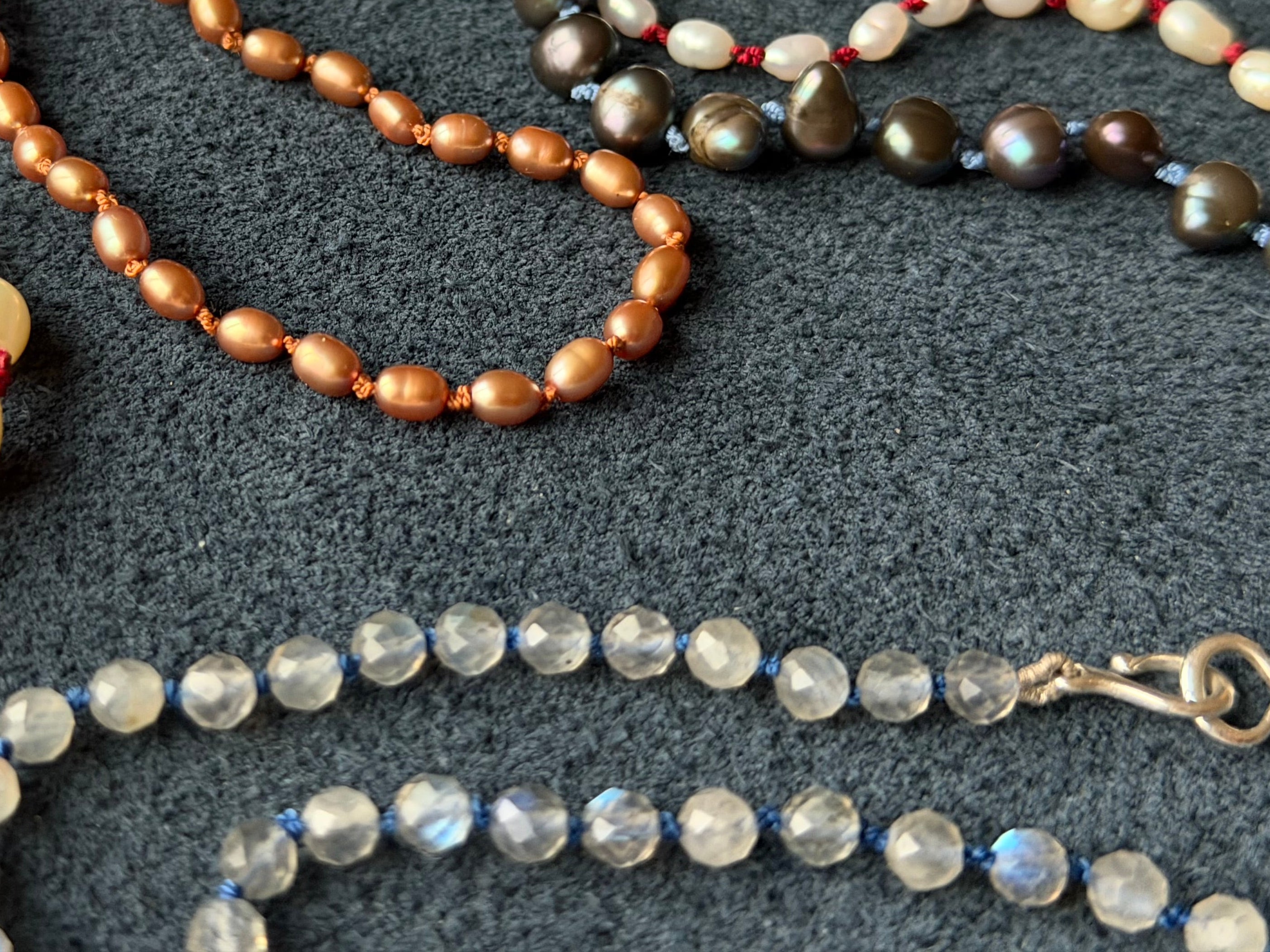 Not your Mommas Moonstone's -Knotted Gem Strand Choker