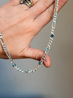 Aquamarine linked gemstone figaro - Jane Sydney Studio