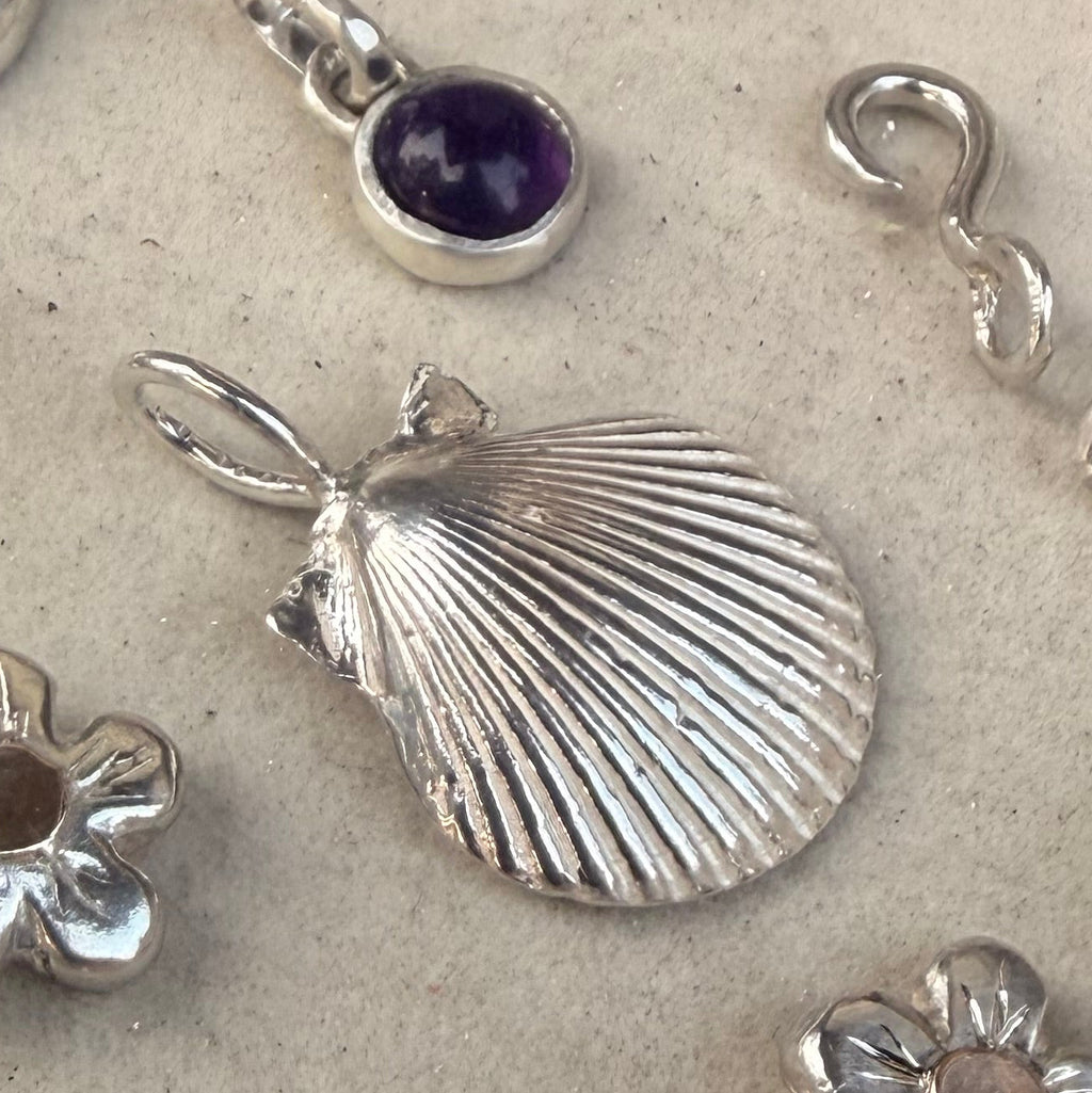 Silver Scallop Shell charm