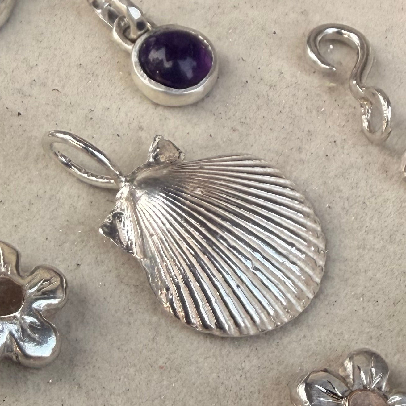Silver Scallop Shell charm