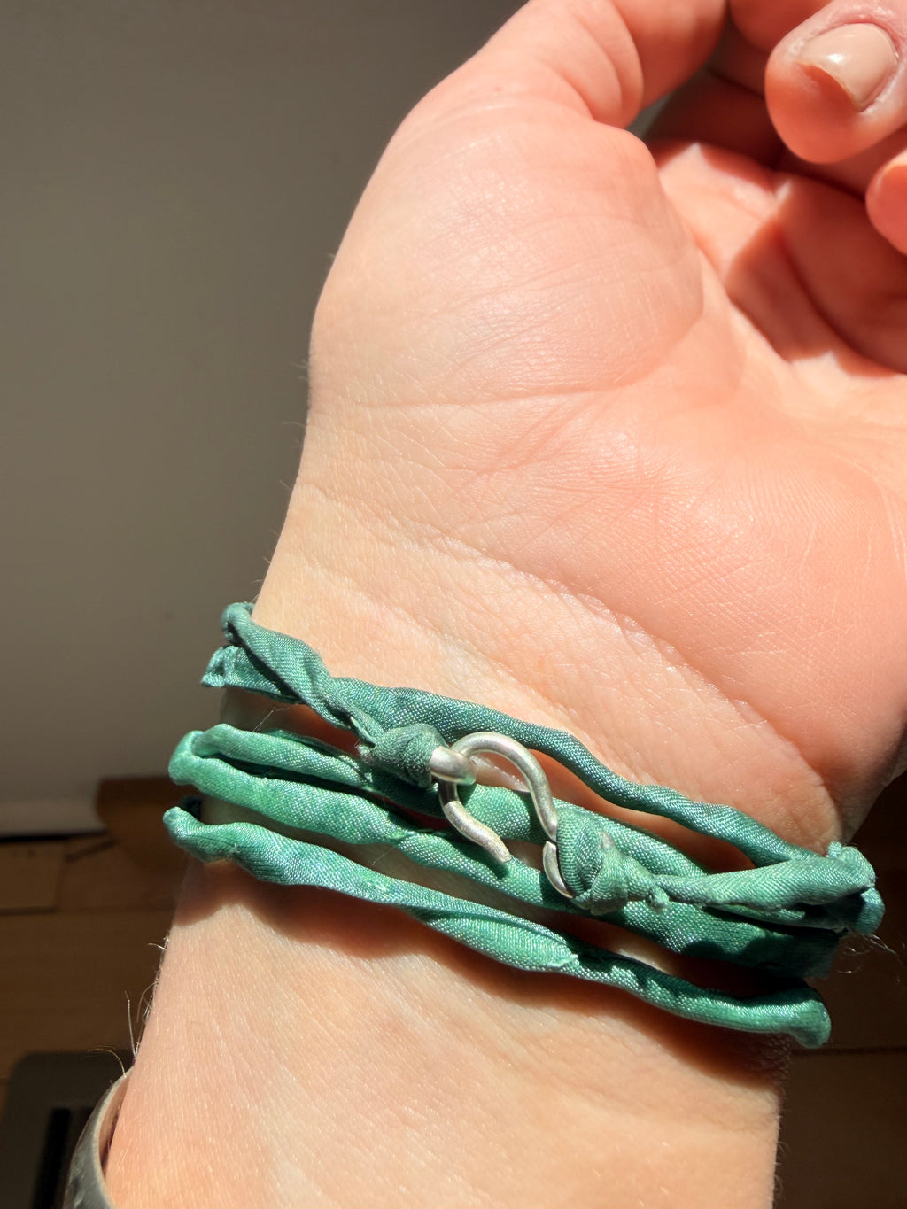 Tahitian Pearl on Silk line W/ silver hook - Jane Sydney Studio