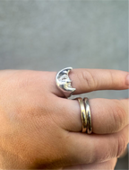 crescent moon face signet - Jane Sydney Studio