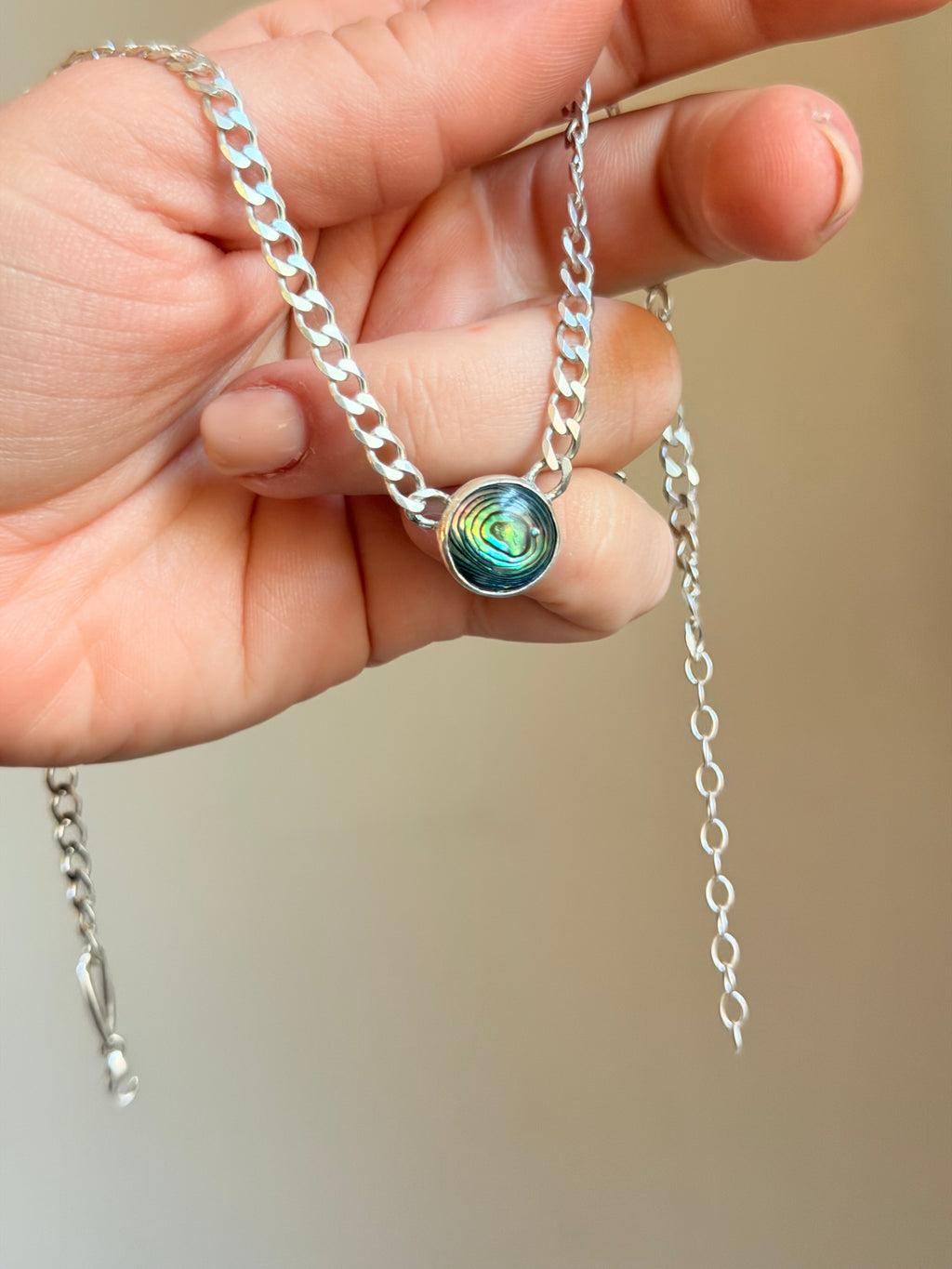 Abalone linked curb chain choker - Jane Sydney Studio