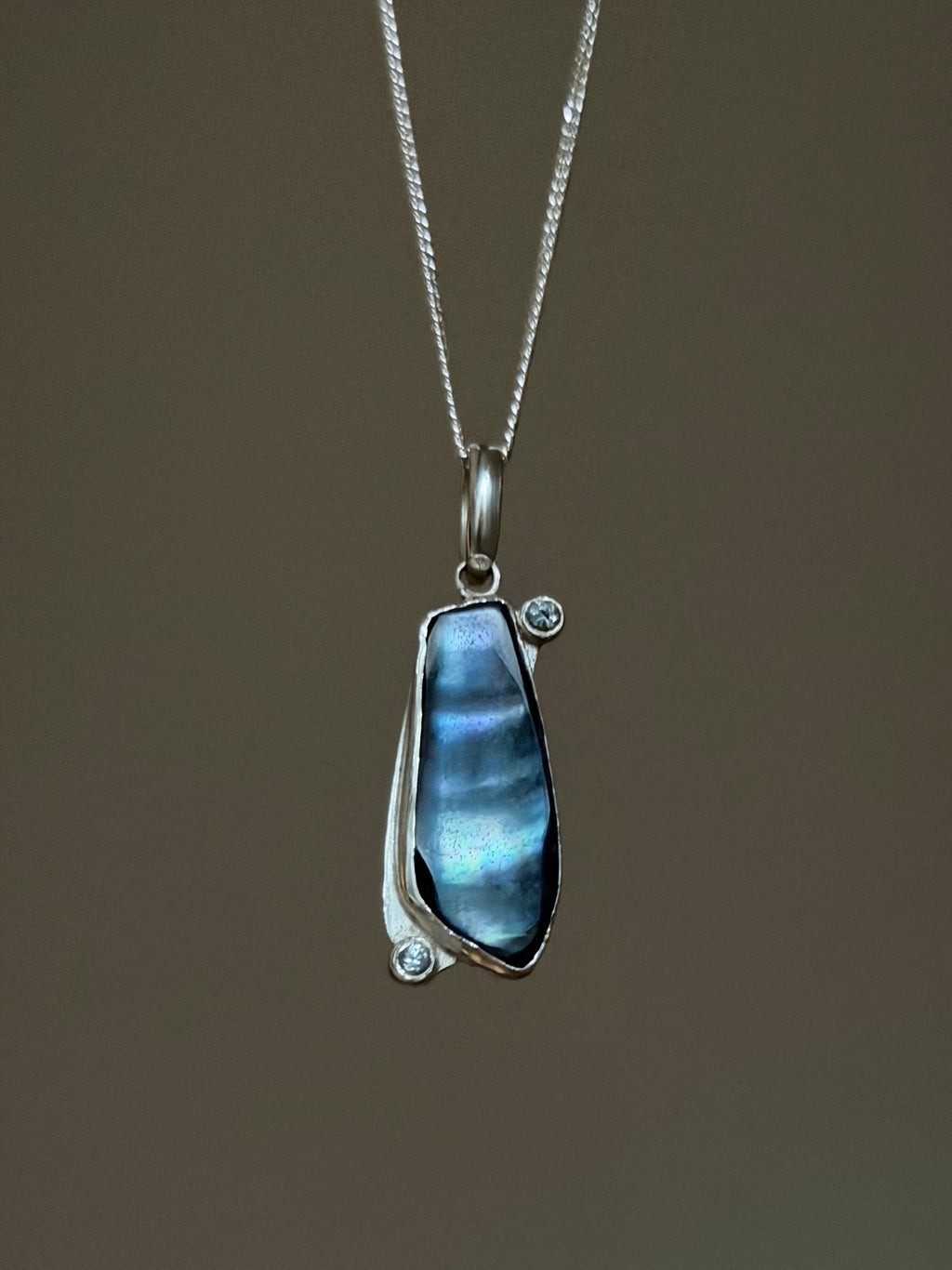 Muscle Shell + Australian Sapphire necklace