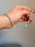 Aquamarine linked gemstone figaro - Jane Sydney Studio