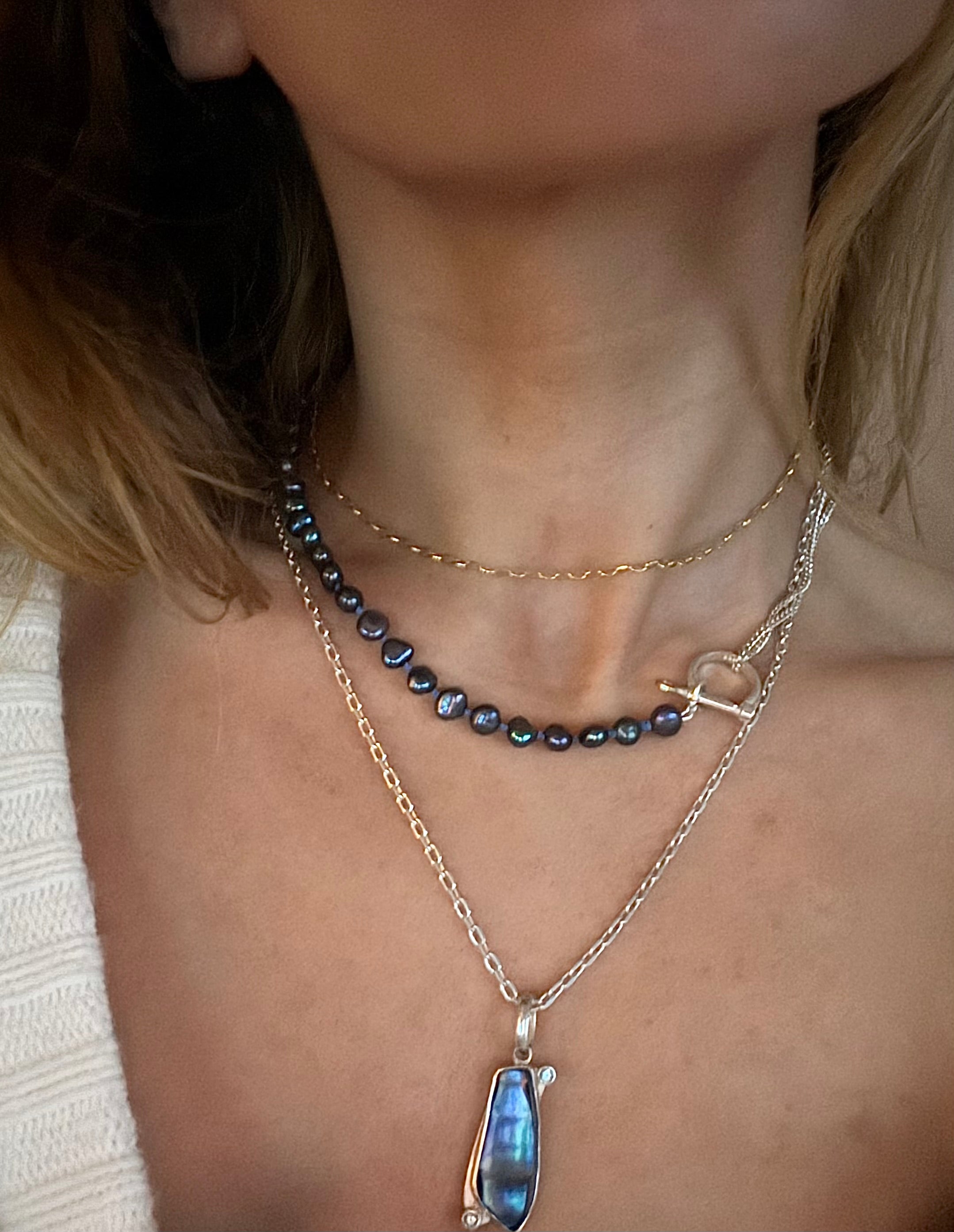 Muscle Shell + Australian Sapphire necklace