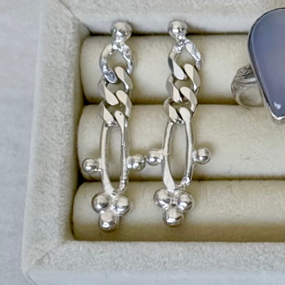 Lacy Bubble Chain Dangle Earrings - Jane Sydney Studio