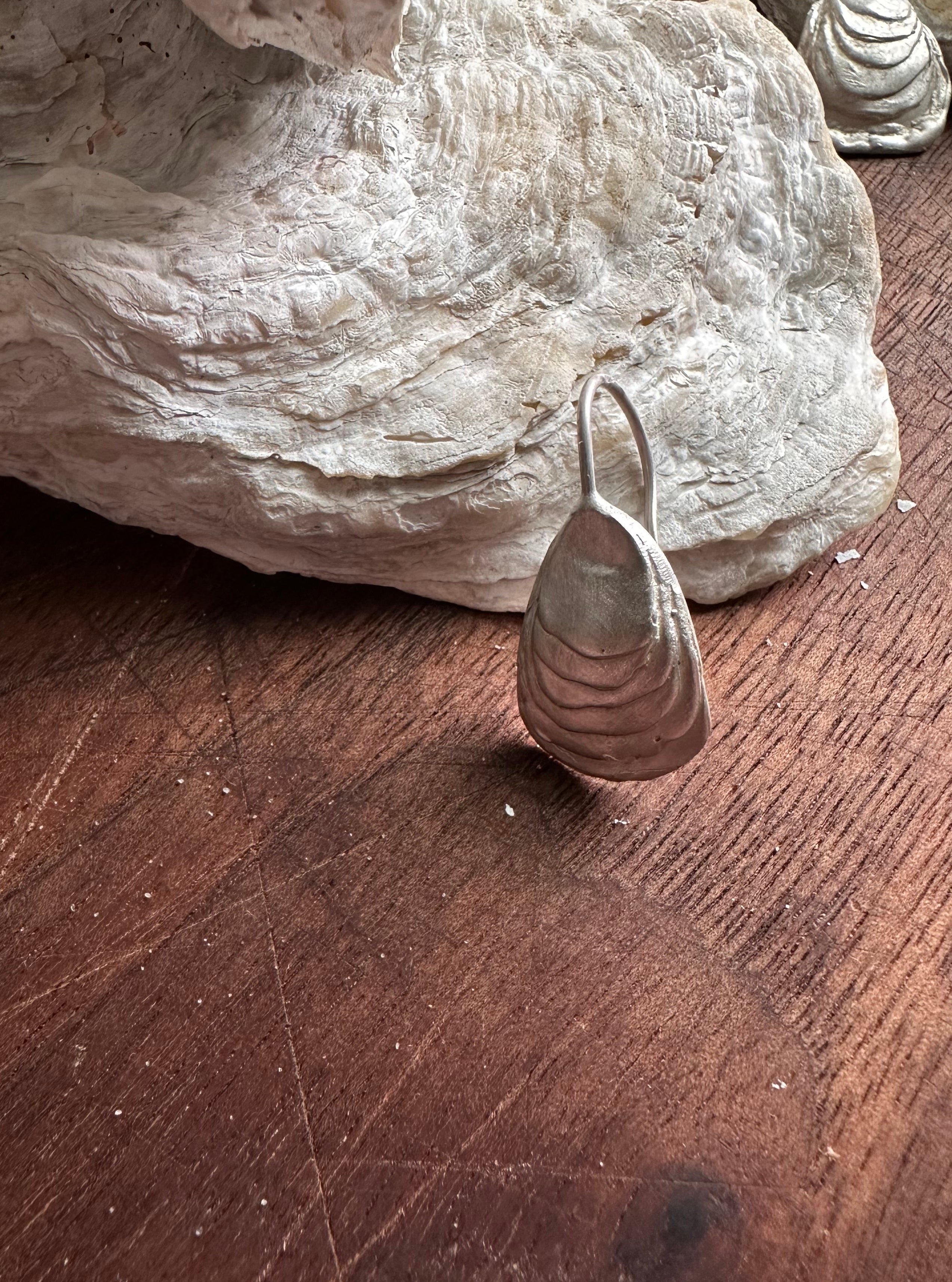 Oyster Earrings | silver drop - Jane Sydney Studio