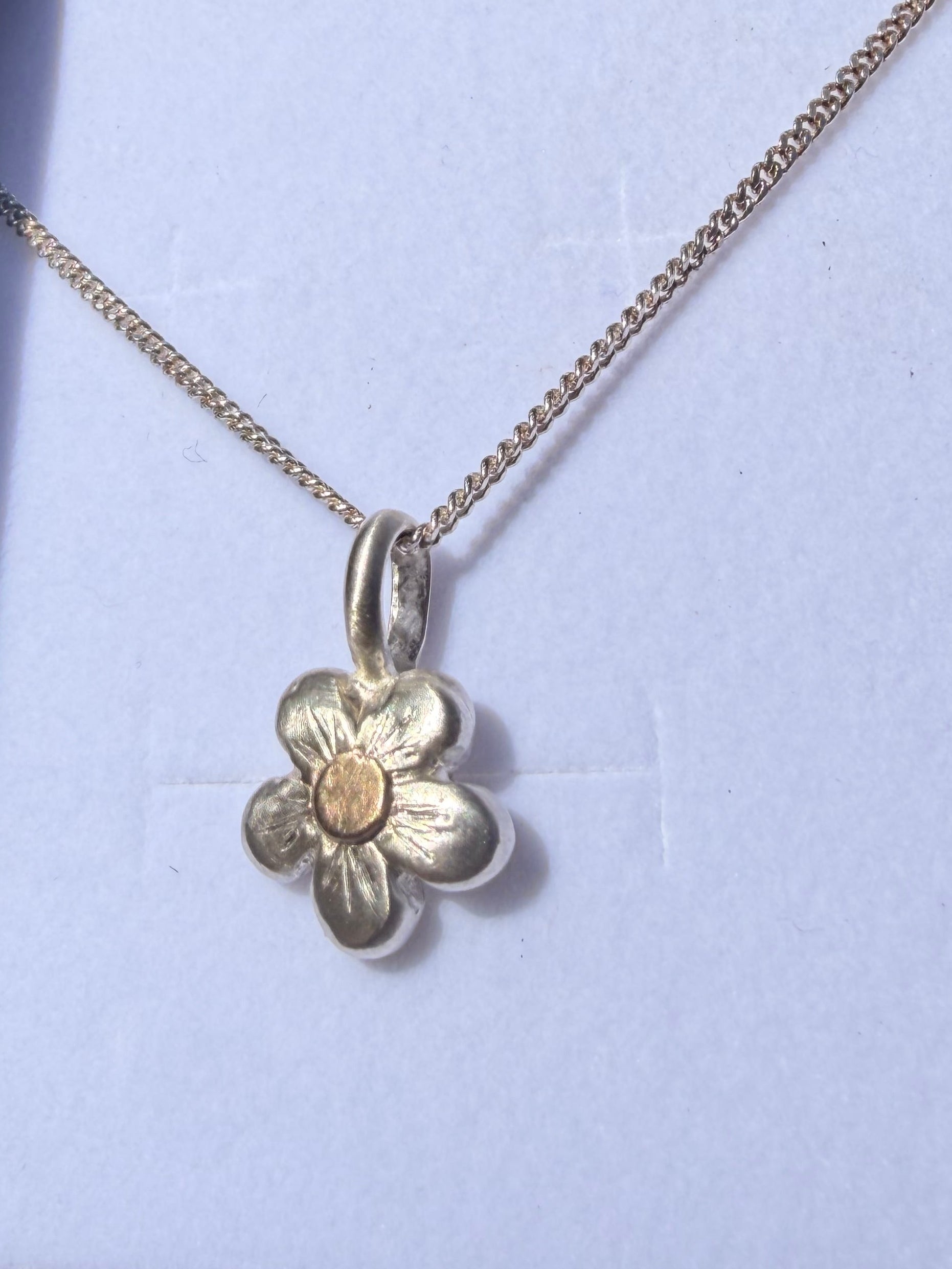 Darling Daisy 14k gold, Sterling Silver with silver chain - Jane Sydney Studio