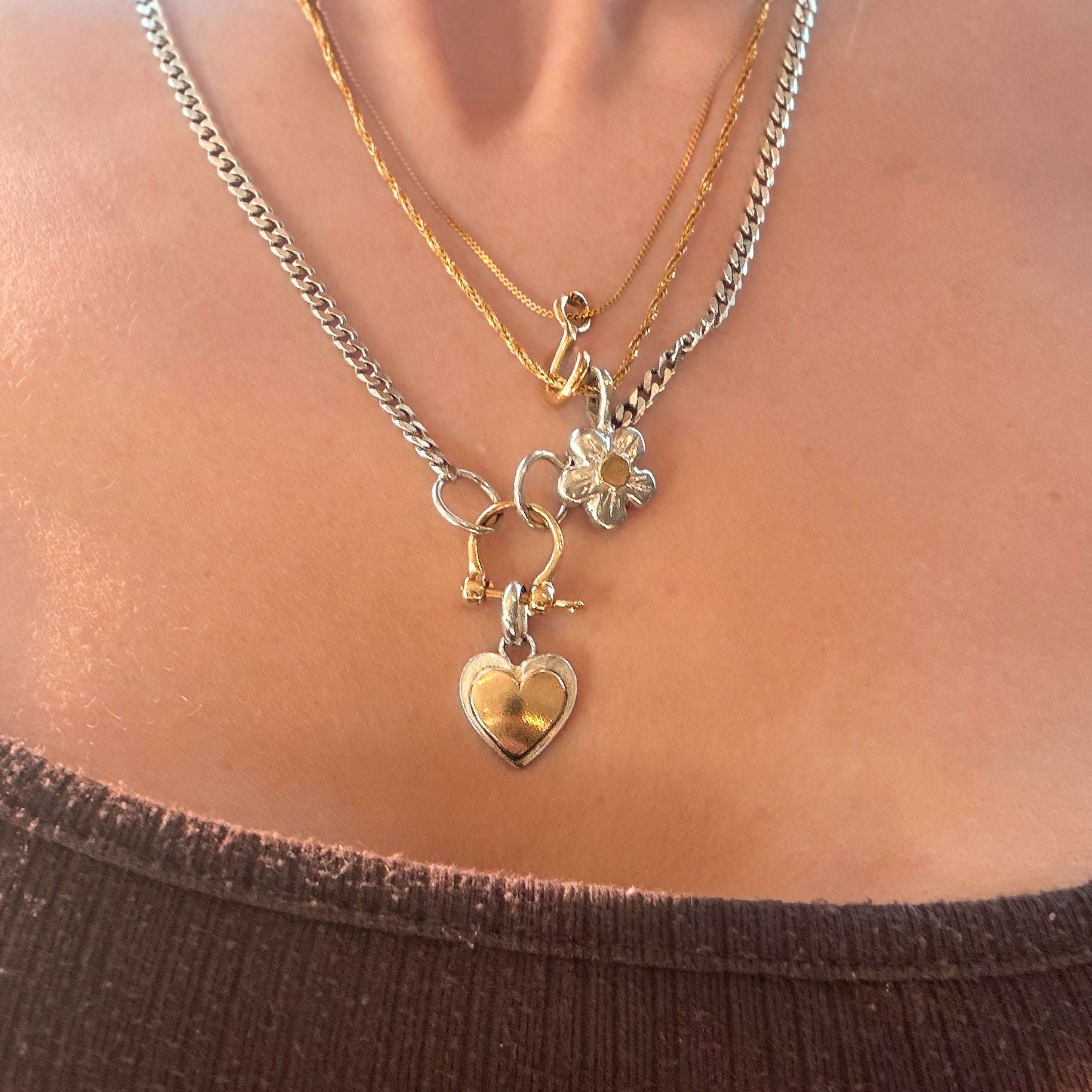 14k sterling silver Bi-metal Heart