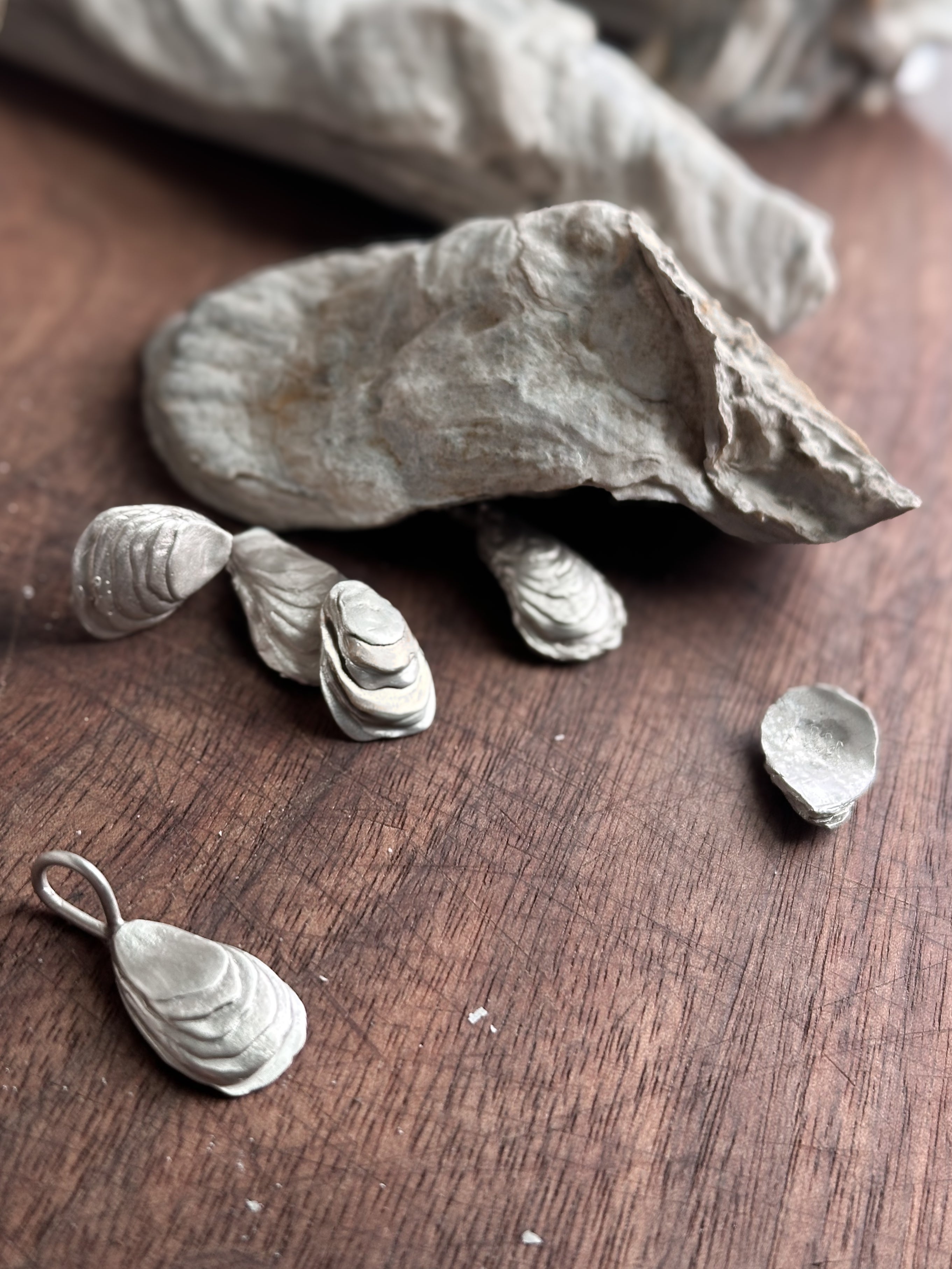 Silver Brackish Oyster Charm