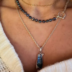 Muscle Shell + Australian Sapphire necklace