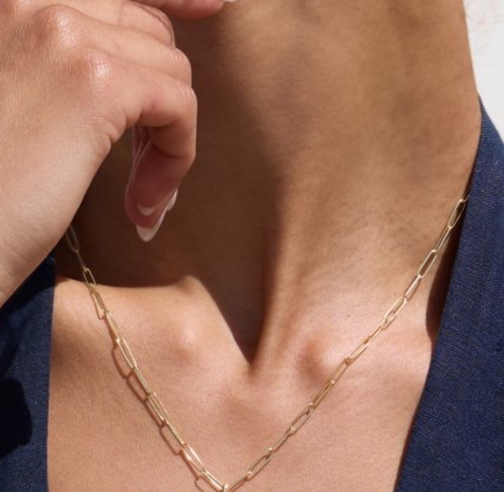 paperclip chain | 14k gold | charm ends | lobster clasp