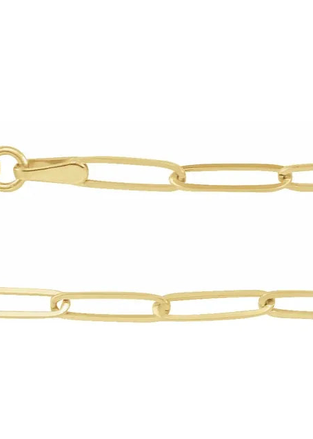 paperclip chain | 14k gold | charm ends | lobster clasp
