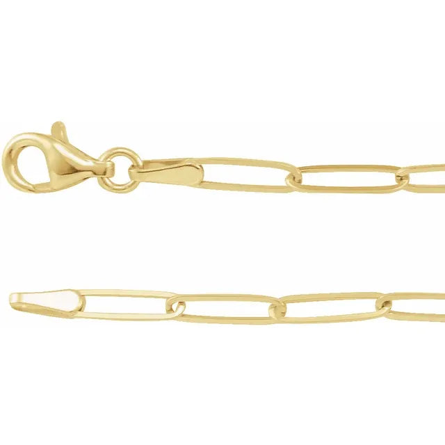 paperclip chain | 14k gold | charm ends | lobster clasp
