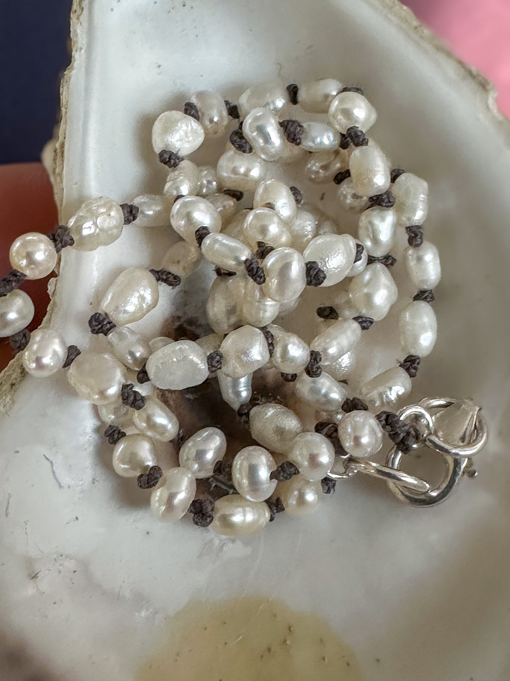 Not your mommas pearls | full strand + dusky melange silk