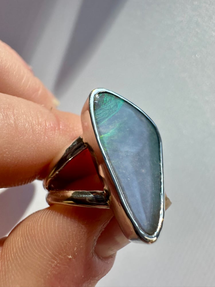Blurple Boulder Opal Voop Ring | Size 6