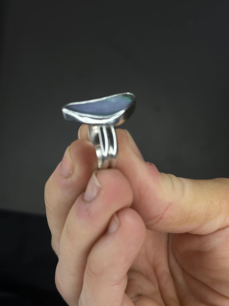 Blurple Boulder Opal Voop Ring | Size 6