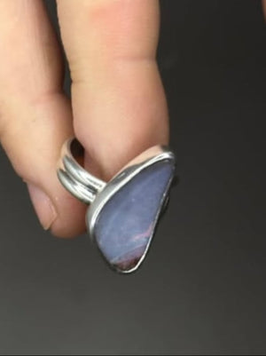 Blurple Boulder Opal Voop Ring | Size 6