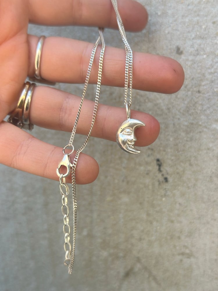 crescent moon face charm // necklace 