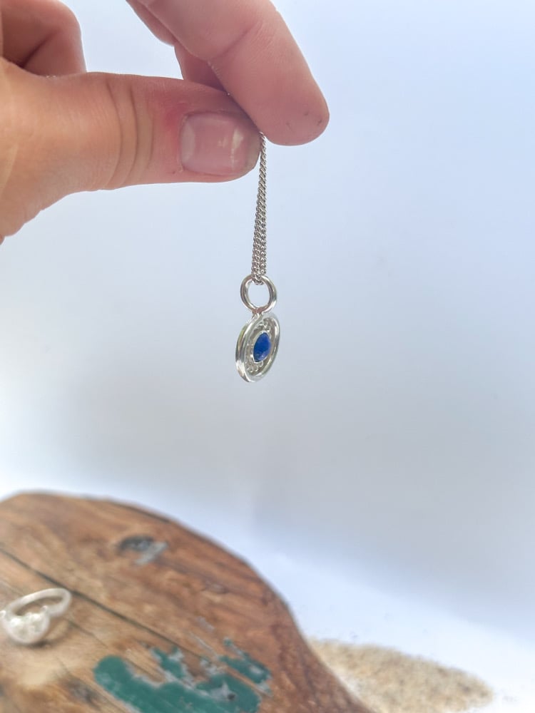 Lapis Compass Charm Necklace