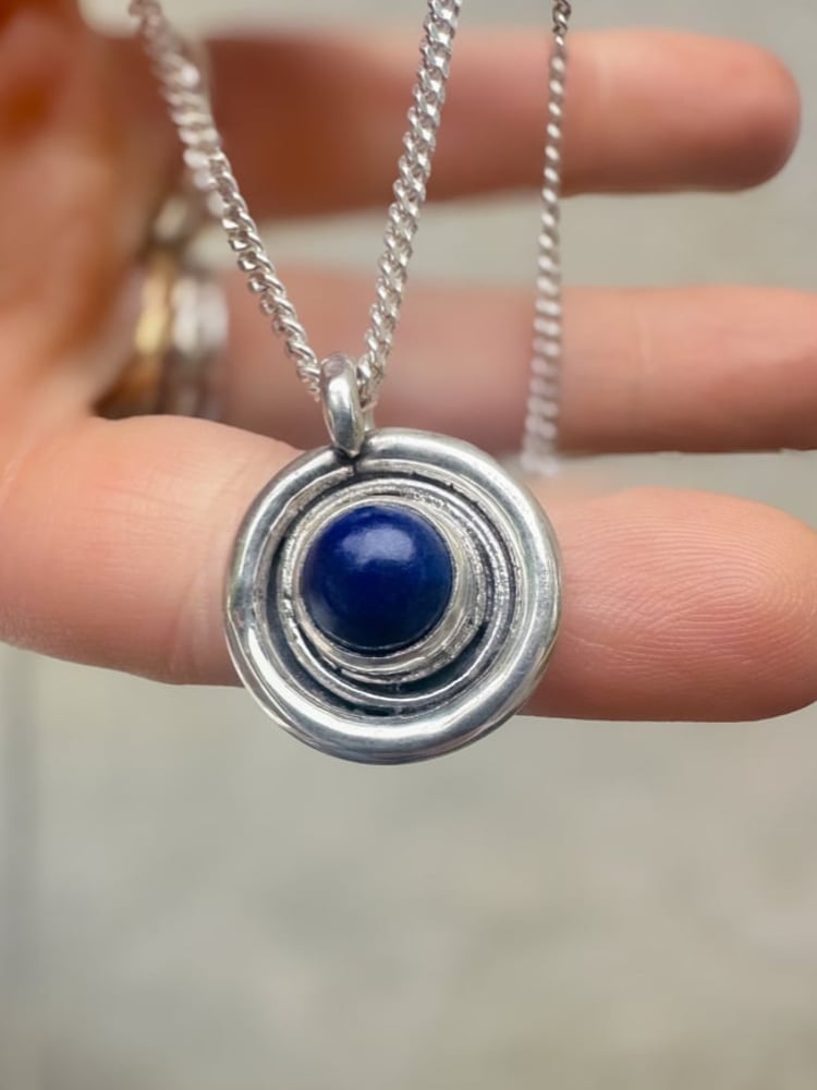 Lapis Ripple Charm Necklace
