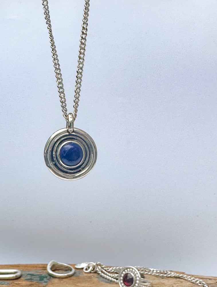 Lapis Ripple Charm Necklace