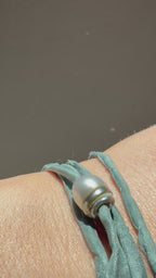 Tahitian Pearl on Silk line W/ silver hook