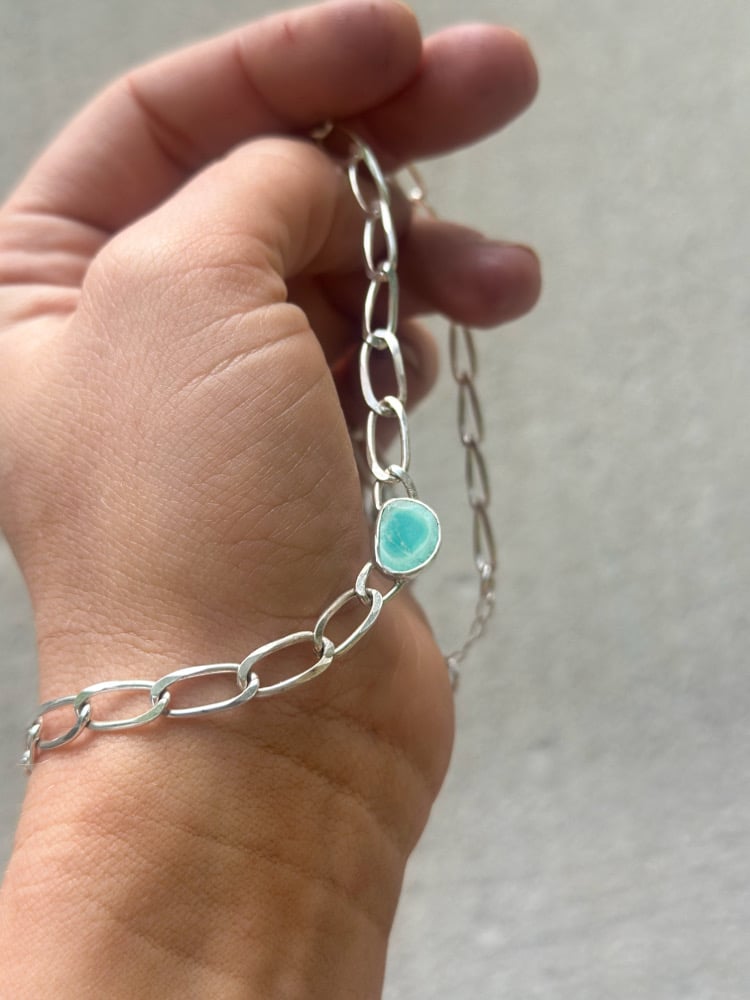 Turquoise Elongated Curb Chain Linked 